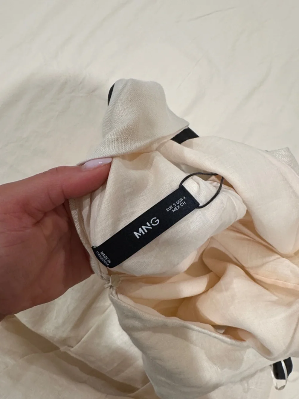 Mango Cream V‑Neck Belted Midi Dress - Picture 7 of 7
